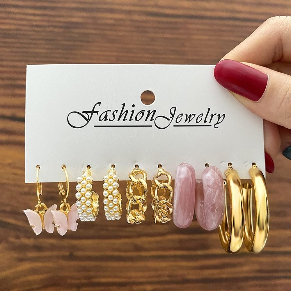 New 32 Pairs Earrings Set for Women Girls, Fashion Chain Link Hoop - Picture 5 of 7